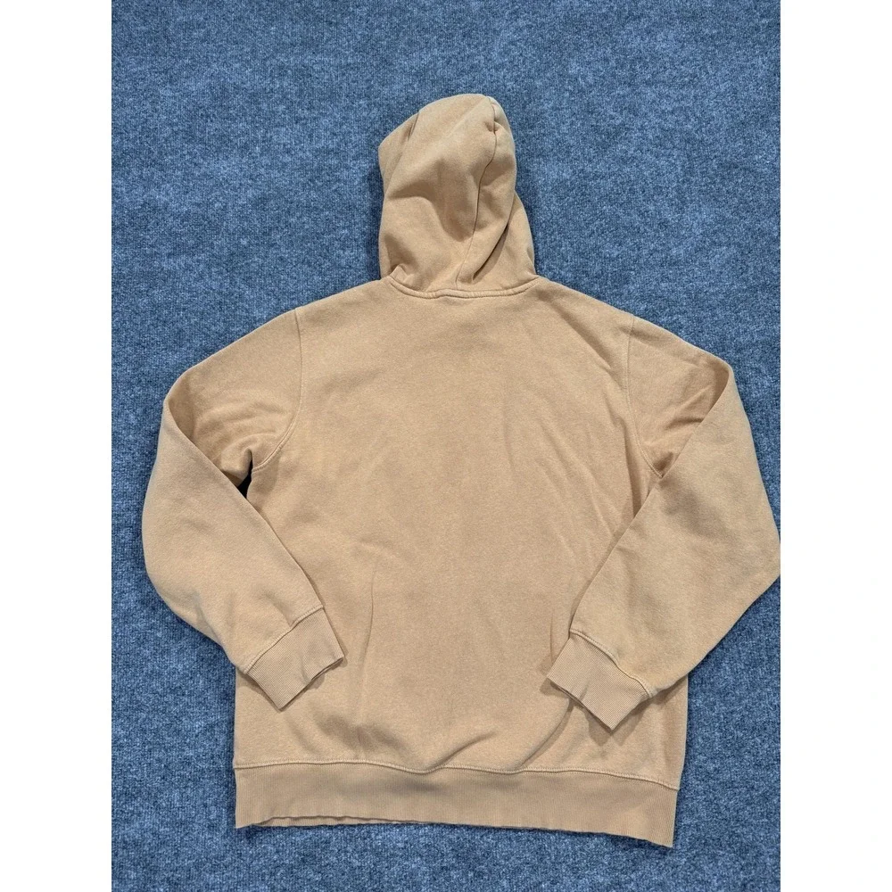 The North Face Hoodie Mens Large Beige Fleece‎ Pullover Big Logo Kangaroo Pocket